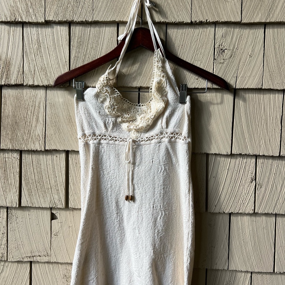 Cream Halter Dress Beach Style